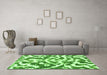 Machine Washable Abstract Green Modern Area Rugs in a Living Room,, wshabs1140grn