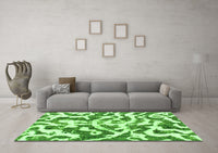 Machine Washable Abstract Green Modern Rug, wshabs1140grn