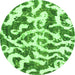 Round Machine Washable Abstract Green Modern Area Rugs, wshabs1140grn