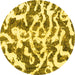 Round Machine Washable Abstract Yellow Modern Rug, wshabs1140yw