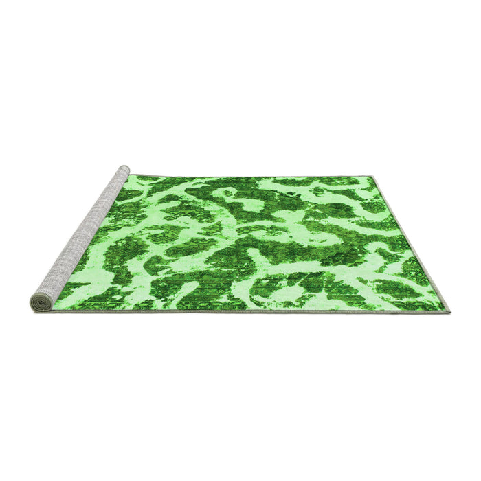Sideview of Machine Washable Abstract Green Modern Area Rugs, wshabs1140grn