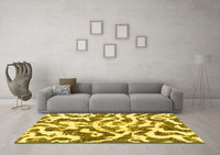 Machine Washable Abstract Yellow Modern Rug, wshabs1140yw