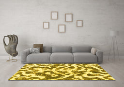 Machine Washable Abstract Yellow Modern Rug in a Living Room, wshabs1140yw