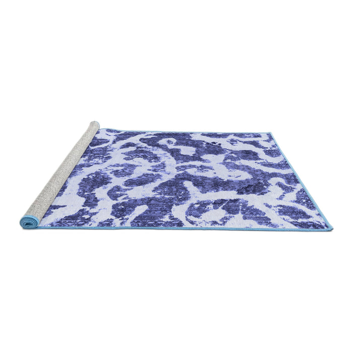 Sideview of Machine Washable Abstract Blue Modern Rug, wshabs1140blu
