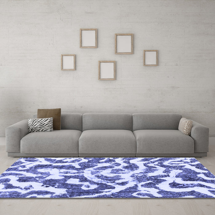 Machine Washable Abstract Blue Modern Rug in a Living Room, wshabs1140blu