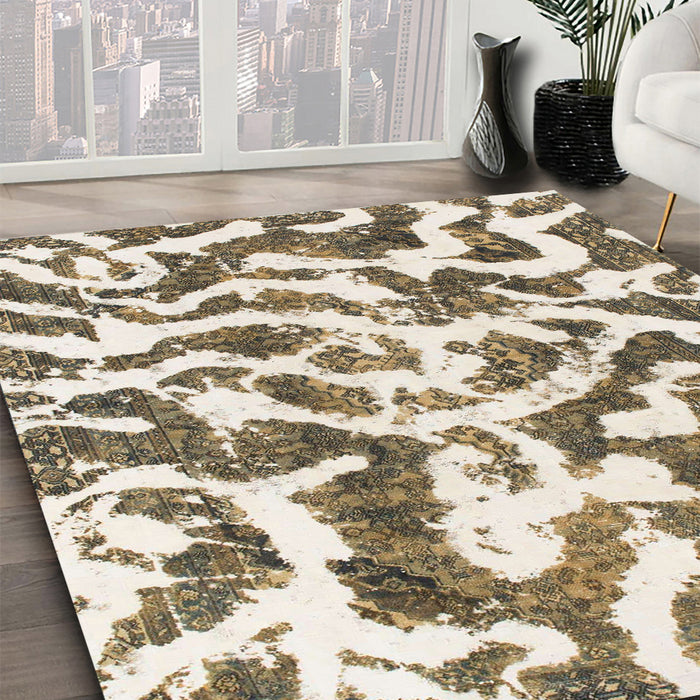 Machine Washable Abstract Brown Rug in a Family Room, wshabs1140