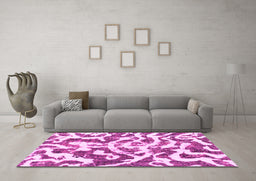 Machine Washable Abstract Pink Modern Rug in a Living Room, wshabs1140pnk