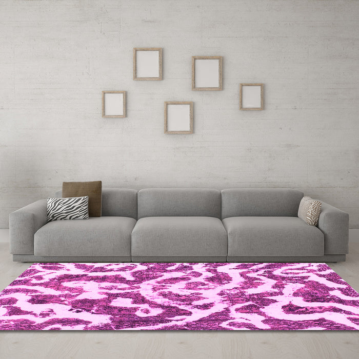 Machine Washable Abstract Pink Modern Rug in a Living Room, wshabs1140pnk