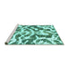 Sideview of Machine Washable Abstract Turquoise Modern Area Rugs, wshabs1140turq