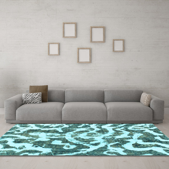 Machine Washable Abstract Light Blue Modern Rug in a Living Room, wshabs1140lblu