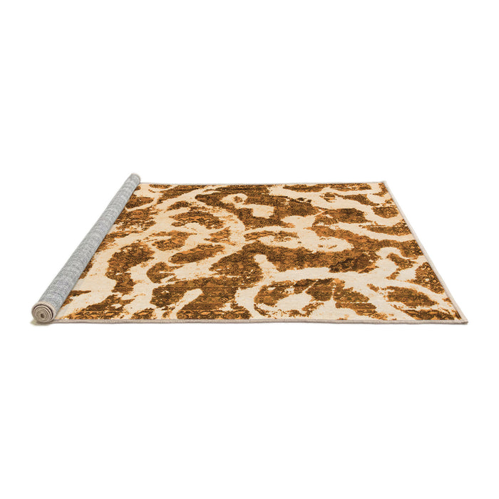 Sideview of Machine Washable Abstract Orange Modern Area Rugs, wshabs1140org