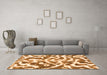 Machine Washable Abstract Orange Modern Area Rugs in a Living Room, wshabs1140org