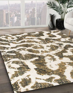 Abstract Brown Modern Rug in Family Room, abs1140