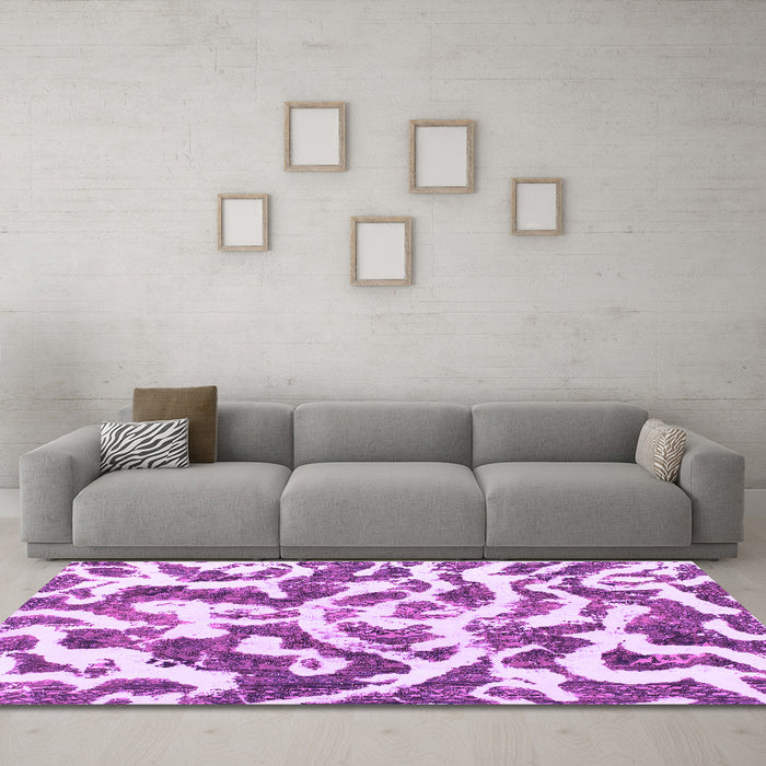 Machine Washable Abstract Purple Modern Area Rugs in a Living Room, wshabs1140pur