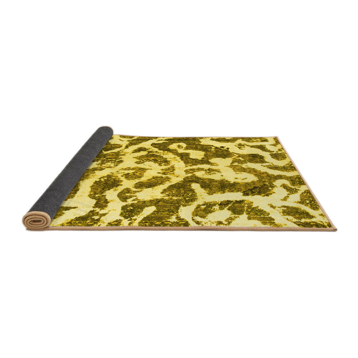 Sideview of Abstract Yellow Modern Rug, abs1140yw