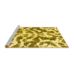 Sideview of Machine Washable Abstract Yellow Modern Rug, wshabs1140yw
