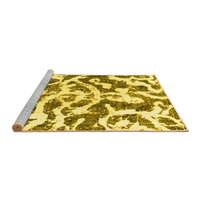 Sideview of Machine Washable Abstract Yellow Modern Rug, wshabs1140yw