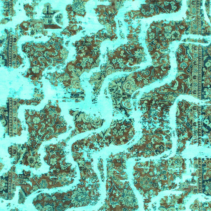 Machine Washable Abstract Turquoise Modern Area Rugs, wshabs1141turq
