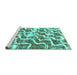 Sideview of Machine Washable Abstract Turquoise Modern Area Rugs, wshabs1141turq