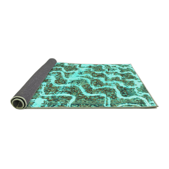Sideview of Abstract Turquoise Modern Rug, abs1141turq