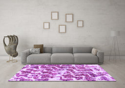 Machine Washable Abstract Purple Modern Area Rugs in a Living Room, wshabs1141pur