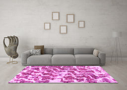 Machine Washable Abstract Pink Modern Rug in a Living Room, wshabs1141pnk