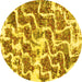 Round Machine Washable Abstract Yellow Modern Rug, wshabs1141yw