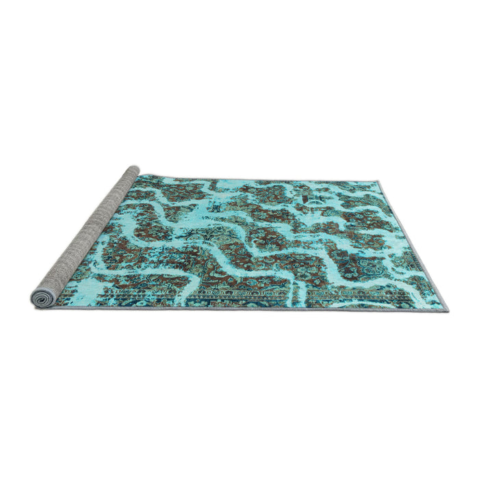 Sideview of Machine Washable Abstract Light Blue Modern Rug, wshabs1141lblu