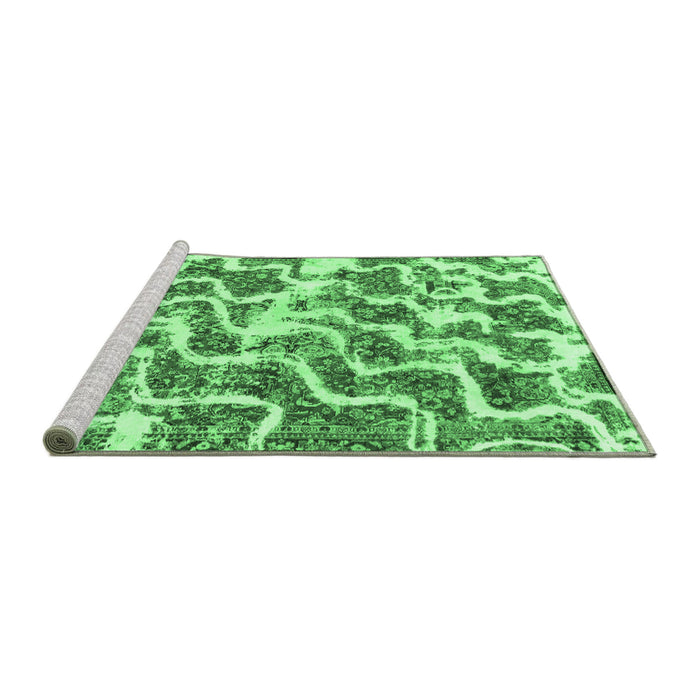 Sideview of Machine Washable Abstract Emerald Green Modern Area Rugs, wshabs1141emgrn