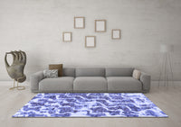 Machine Washable Abstract Blue Modern Rug, wshabs1141blu