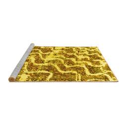 Sideview of Machine Washable Abstract Yellow Modern Rug, wshabs1141yw