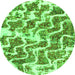 Round Machine Washable Abstract Green Modern Area Rugs, wshabs1141grn