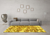 Machine Washable Abstract Yellow Modern Rug, wshabs1141yw