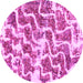 Round Machine Washable Abstract Pink Modern Rug, wshabs1141pnk