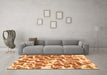 Machine Washable Abstract Orange Modern Area Rugs in a Living Room, wshabs1141org