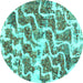 Round Abstract Turquoise Modern Rug, abs1141turq