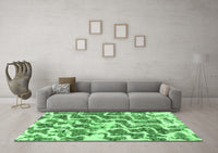 Machine Washable Abstract Emerald Green Modern Rug, wshabs1141emgrn