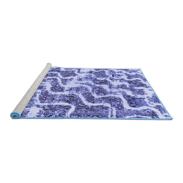 Sideview of Machine Washable Abstract Blue Modern Rug, wshabs1141blu