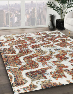 Machine Washable Abstract Gold Brown Rug in a Family Room, wshabs1141