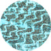 Round Abstract Light Blue Modern Rug, abs1141lblu