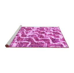 Sideview of Machine Washable Abstract Pink Modern Rug, wshabs1141pnk