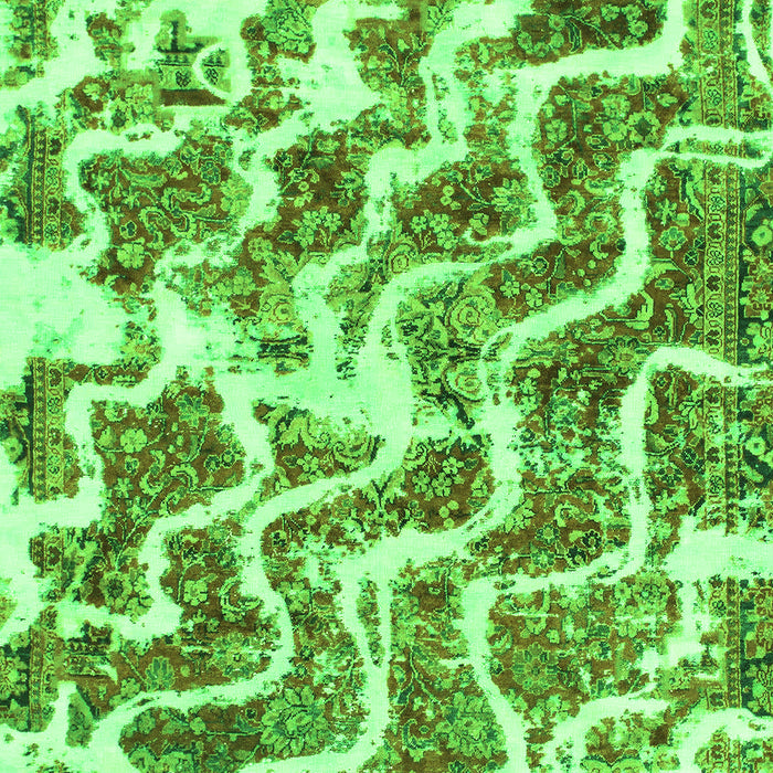 Machine Washable Abstract Green Modern Area Rugs, wshabs1141grn