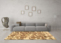 Machine Washable Abstract Brown Modern Rug, wshabs1141brn