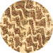 Round Machine Washable Abstract Brown Modern Rug, wshabs1141brn