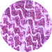 Round Machine Washable Abstract Purple Modern Area Rugs, wshabs1141pur