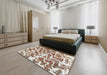 Machine Washable Abstract Gold Brown Rug in a Bedroom, wshabs1141