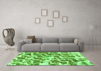 Machine Washable Abstract Green Modern Rug, wshabs1141grn