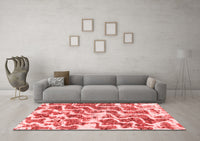 Machine Washable Abstract Red Modern Rug, wshabs1141red