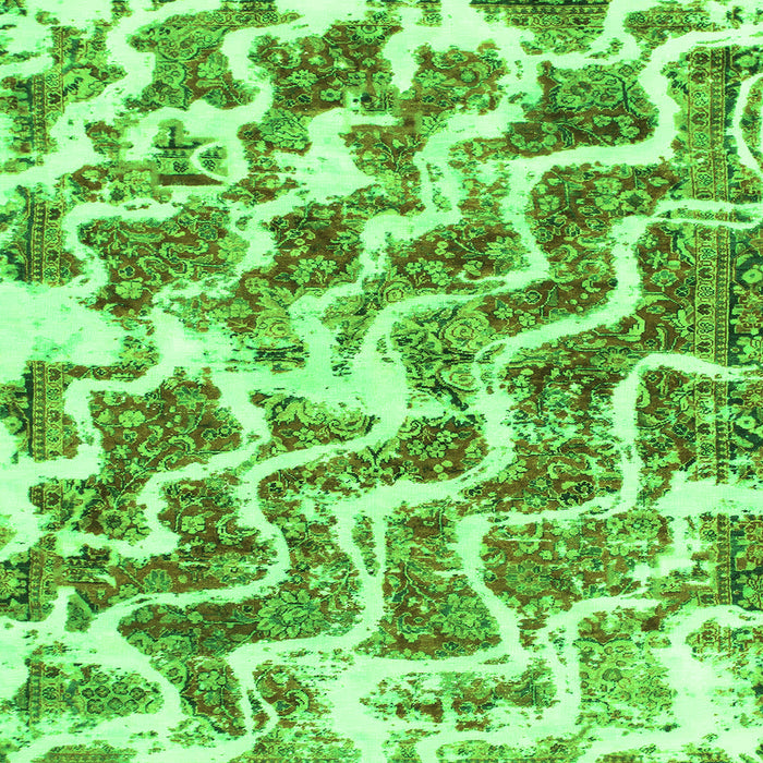 Square Machine Washable Abstract Green Modern Area Rugs, wshabs1141grn