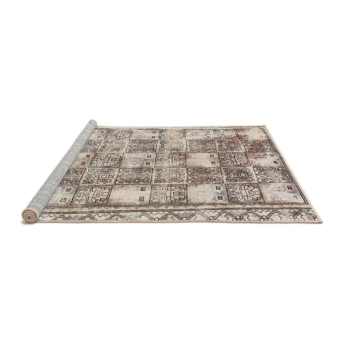 Sideview of Machine Washable Abstract Dark Almond Brown Rug, wshabs1142
